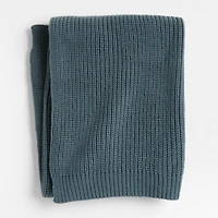 Slate Blue Rib Knit Baby Stroller Blanket