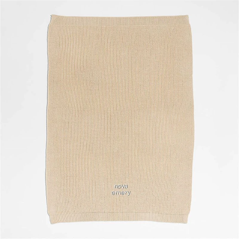 Stone Tan Rib Knit Baby Stroller Blanket