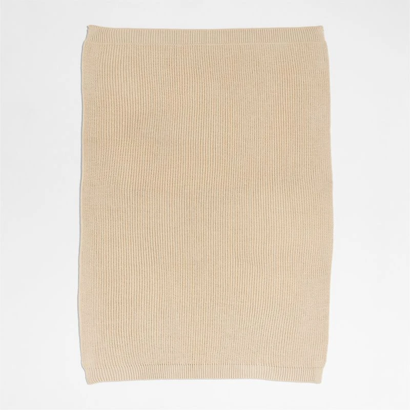 Stone Tan Rib Knit Baby Stroller Blanket
