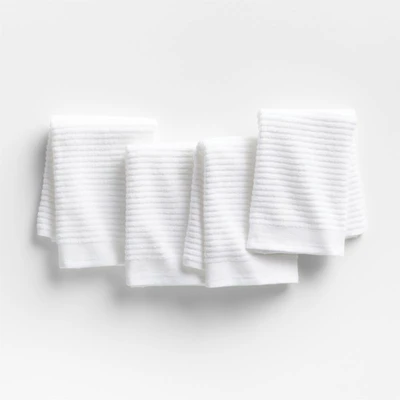 Ribbed Bar Mop White Organic Cotton Dish Cloths, Set of 4
