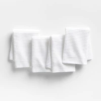 Ribbed Bar Mop White Organic Cotton Dish Cloths, Set of 4