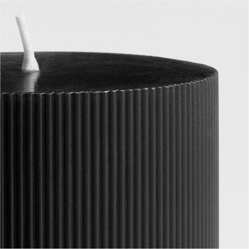 4"x6" Ribbed Black Pillar Candle