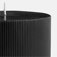 4"x6" Ribbed Black Pillar Candle