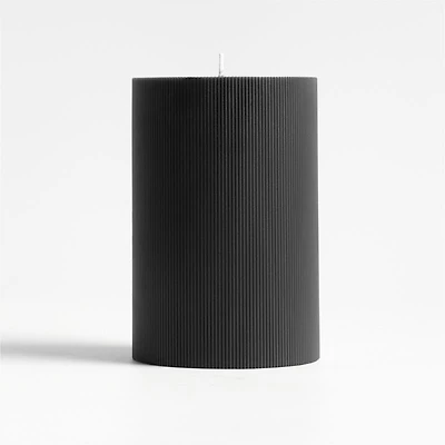 4"x6" Ribbed Black Pillar Candle
