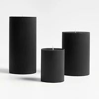 4"x6" Ribbed Black Pillar Candle