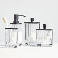 Ribbed Black Glass Soap Pump