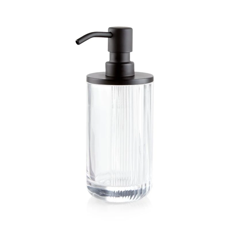 Ribbed Black Glass Soap Pump