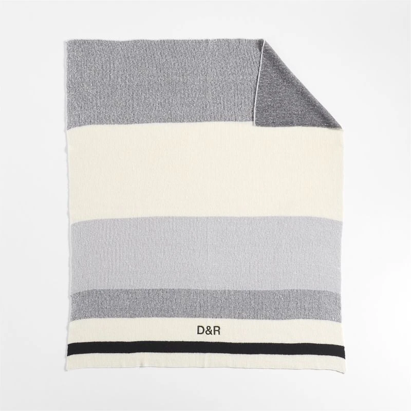Ribbed Knit 70"x55" Wool Blend Storm Grey Throw Blanket
