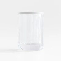 Ribbed White Glass Toothbrush Holder