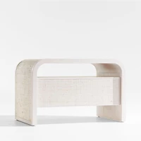 Rica 28" Whitewash Grasscloth Nightstand by Leanne Ford