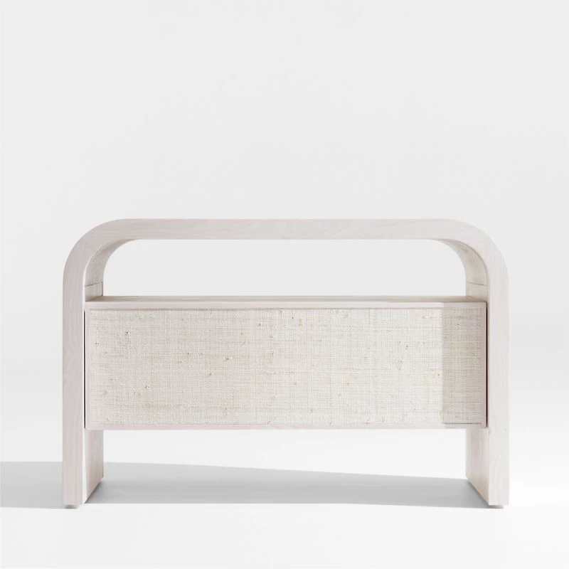 Rica 28" Whitewash Grasscloth Nightstand by Leanne Ford