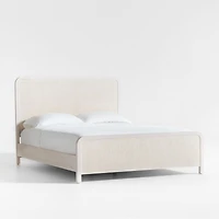 Rica White Wood and Grasscloth Queen Bed