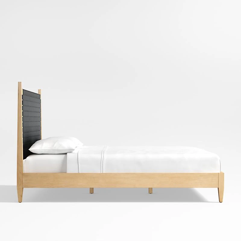 Rio Black Leather and Wood King Bed
