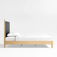Rio Black Leather and Wood King Bed