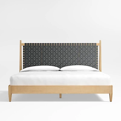 Rio Black Leather and Wood King Bed