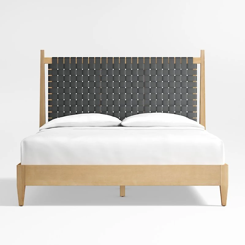 Rio Black Leather and Wood King Bed