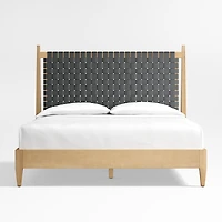 Rio Black Leather and Wood King Bed