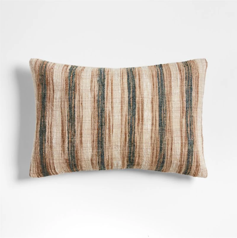 Riviera Stripe 24"x16" Sea Green Throw Pillow with Down-Alternative Insert