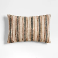Riviera Stripe 24"x16" Sea Green Throw Pillow with Down-Alternative Insert