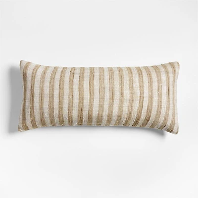 Riviera Stripe 36x16 Arcadia Tan Brown Throw Pillow with Feather Insert
