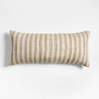 Riviera Stripe 36x16 Arcadia Tan Brown Throw Pillow with Feather Insert