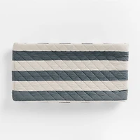 Riviera Slate Blue and Oatmeal Stripe Organic Cotton Baby Changing Pad Cover