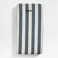 Riviera Slate Blue and Oatmeal Stripe Organic Cotton Baby Crib Fitted Sheet