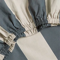 Riviera Slate Blue and Oatmeal Stripe Organic Cotton Baby Crib Fitted Sheet