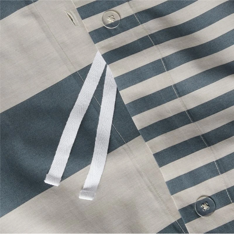 Riviera Slate Blue and Oatmeal Reversible Stripe Organic Cotton Toddler Duvet Cover