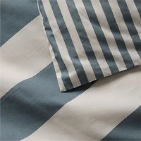 Riviera Slate Blue and Oatmeal Reversible Stripe Organic Cotton Toddler Duvet Cover