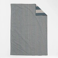 Riviera Slate Blue and Oatmeal Reversible Stripe Organic Cotton Toddler Duvet Cover