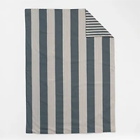 Riviera Slate Blue and Oatmeal Reversible Stripe Organic Cotton Toddler Duvet Cover