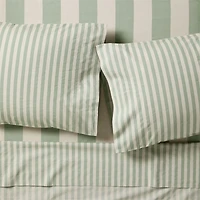 Riviera Stripe Verte Green Organic Cotton Kids Twin Sheet Set