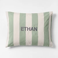 Riviera Stripe Verte Green Organic Cotton Kids Pillow Sham