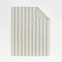 Riviera Stripe Verte Green Organic Cotton Kids Twin Duvet Cover
