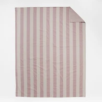 Riviera Plum Rose and Oatmeal Reversible Stripe Organic Cotton Kids Twin Duvet Cover