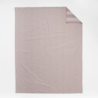 Riviera Plum Rose and Oatmeal Reversible Stripe Organic Cotton Kids Twin Duvet Cover
