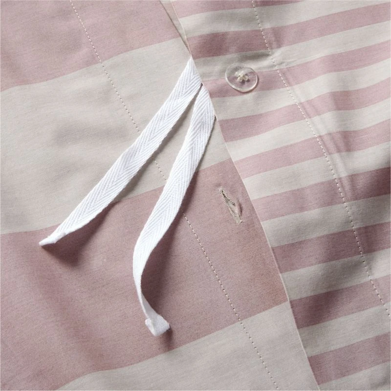 Riviera Plum Rose and Oatmeal Reversible Stripe Organic Cotton Kids Twin Duvet Cover