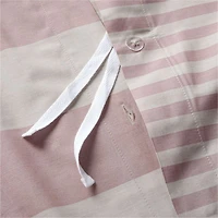 Riviera Plum Rose and Oatmeal Reversible Stripe Organic Cotton Kids Twin Duvet Cover