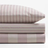 Riviera Plum Rose and Oatmeal Stripe Organic Cotton Kids Full Sheet Set