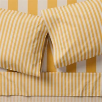 Riviera Savannah Yellow and Oatmeal Stripe Organic Cotton Kids Twin Sheet Set
