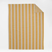 Riviera Savannah Yellow and Oatmeal Reversible Stripe Organic Cotton Kids Twin Duvet Cover