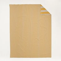 Riviera Savannah Yellow and Oatmeal Reversible Stripe Organic Cotton Kids Twin Duvet Cover