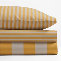 Riviera Savannah Yellow and Oatmeal Stripe Organic Cotton Kids Twin Sheet Set