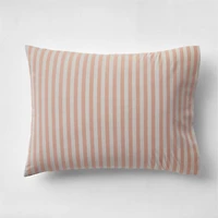 Riviera Terracotta Pink and Oatmeal Reversible Stripe Organic Cotton Kids Pillow Sham