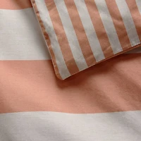 Riviera Terracotta Pink and Oatmeal Reversible Stripe Organic Cotton Reversible Toddler Duvet Cover