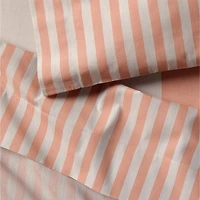 Riviera Terracotta Pink and Oatmeal Stripe Organic Cotton Toddler Sheet Set