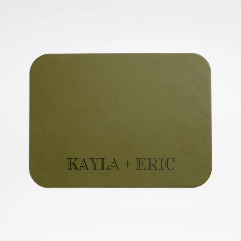 Rizzo Easy Care Faux Leather Reversible Desert Green and Light Brown Rectangular Placemat