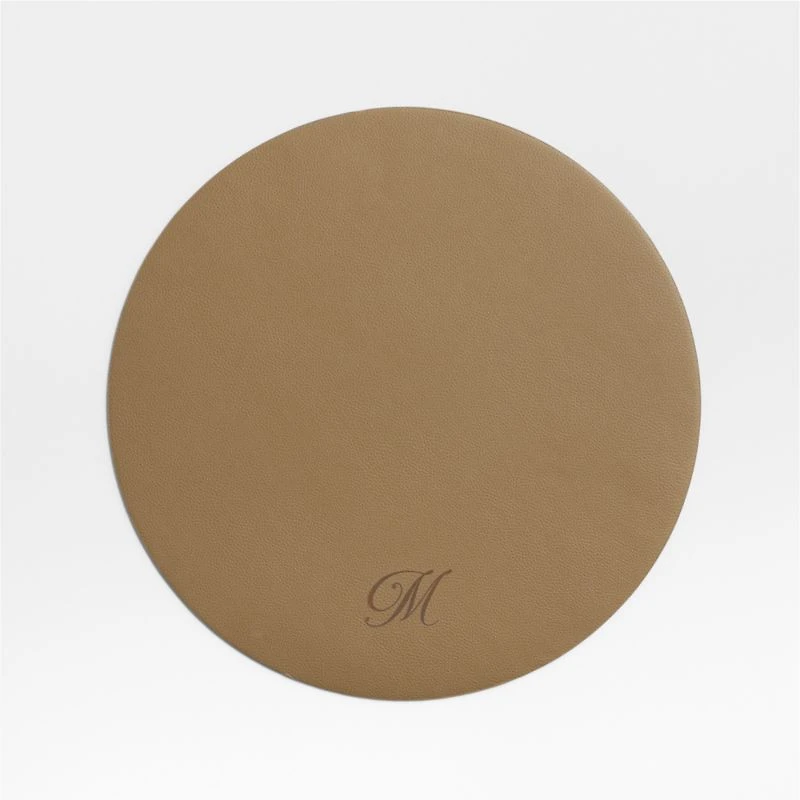 Rizzo Textured Easy Care Faux Leather Mushroom Round Placemat