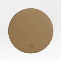 Rizzo Textured Easy Care Faux Leather Mushroom Round Placemat